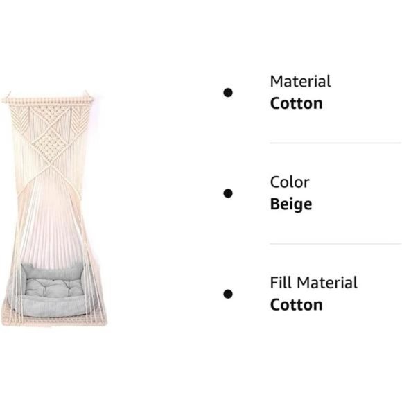 Cat Bed Cat Hammock Macrame Cat Swing Bed Cat Cage Cotton Rope Hanging Cat House - Picture 7 of 7